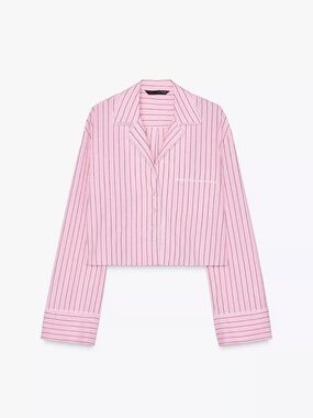 Zara cropped collared shirt